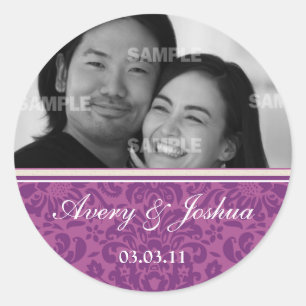 Plum Damask Foto Sticker