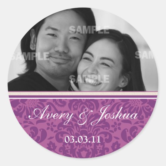 Plum Damask Foto Sticker (Voorkant)