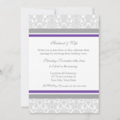 Plum Damask Foto Wedding Vow Renewal Uitnodigingen (Achterkant)