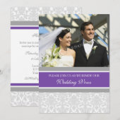 Plum Damask Foto Wedding Vow Renewal Uitnodigingen (Voorkant / Achterkant)