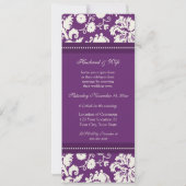 Plum Damask Foto Wedding Vow Renewal Uitnodigingen (Achterkant)