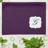 Plum Damask Initiaal Kitchen Towel Theedoek (Gevouwen)