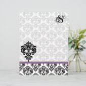 Plum Damask Monogram Letterkop (Staand voorkant)