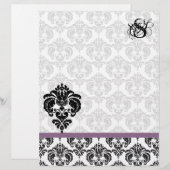Plum Damask Monogram Letterkop (Voorkant / Achterkant)