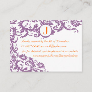 Plum Damask Oranje Reactie en Website Kaarten