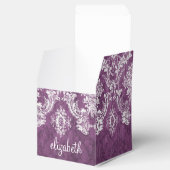 Plum  Damask Pattern en Name Bedankdoosjes (Geopend)