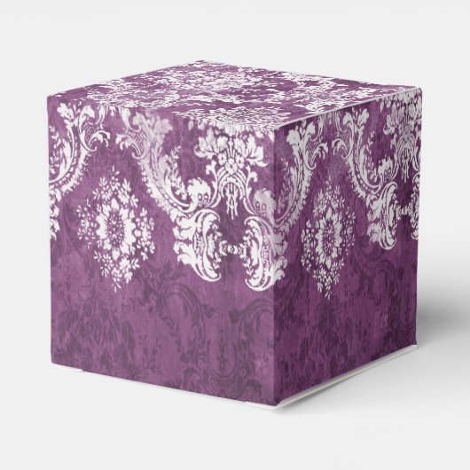 Plum  Damask Pattern en Name Bedankdoosjes (Achterkant)