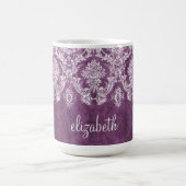 Plum  Damask Pattern en Name Koffiemok (Center)