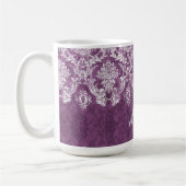 Plum  Damask Pattern en Name Koffiemok (Links)