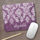 Plum Damask Pattern en Name Muismat