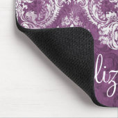Plum  Damask Pattern en Name Muismat (Hoek)