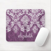 Plum  Damask Pattern en Name Muismat (Met muis)