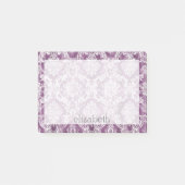 Plum Damask Pattern en Name Post-it® Notes (Voorkant)