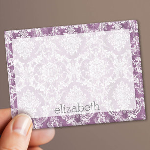 Plum  Damask Pattern en Name Post-it® Notes