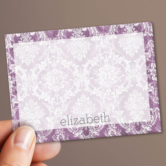 Plum Damask Pattern en Name Post-it® Notes