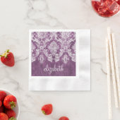 Plum  Damask Pattern en Name Servet (Insitu)