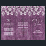 Plum Damask Pattern met Grungy Finish Flyer<br><div class="desc">Paars — Een ontwerp voor kleine bedrijven met een gebied voor bedrijfsnaam en contactgegevens aan de voorzijde. Het omvat ook een plaats op de binnenkant van de reclame om de lijstdiensten of een prijslijst toe te voegen. Het is opgezet zodat u de brochure kunt vouwen wanneer u deze ontvangt. Een...</div>