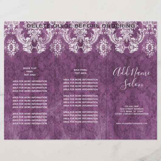 Plum Damask Pattern met Grungy Finish Flyer (Voorkant)