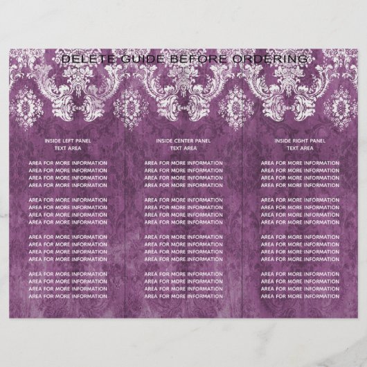 Plum Damask Pattern met Grungy Finish Flyer (Achterkant)
