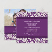 Plum Damask Photo Engagement Party Kaart (Voorkant / Achterkant)