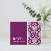 Plum Damask RSVP Briefkaart (Staand voorkant)