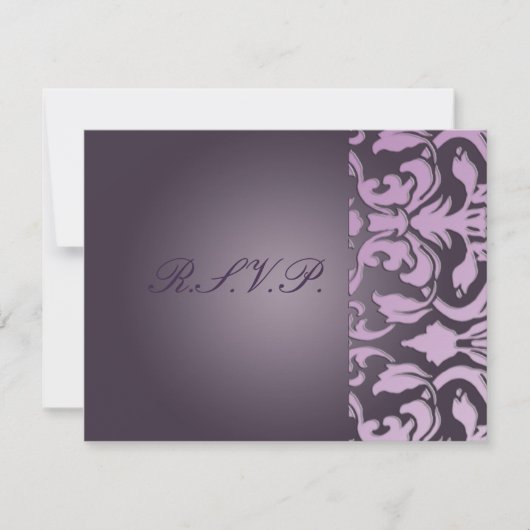 Plum Damask/RSVP kaarten vereisen 5x7 uitnodiginge RSVP Kaartje (Voorkant)