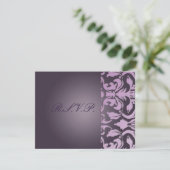 Plum Damask/RSVP kaarten vereisen 5x7 uitnodiginge RSVP Kaartje (Staand voorkant)