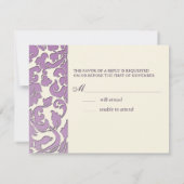 Plum Damask/RSVP kaarten vereisen 5x7 uitnodiginge RSVP Kaartje (Achterkant)