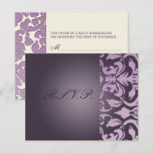 Plum Damask/RSVP kaarten vereisen 5x7 uitnodiginge RSVP Kaartje (Voorkant / Achterkant)