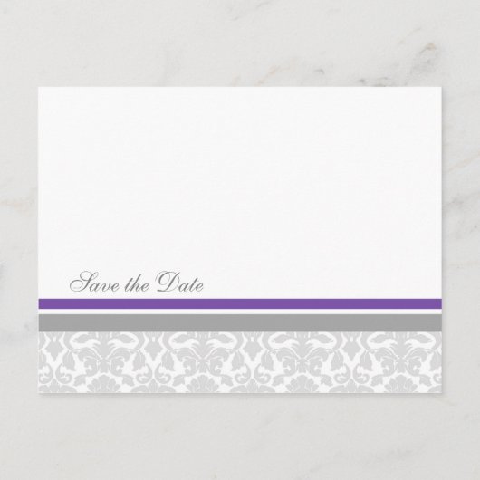 Plum Damask Save the Date Wedding Briefkaarten (Achterkant)