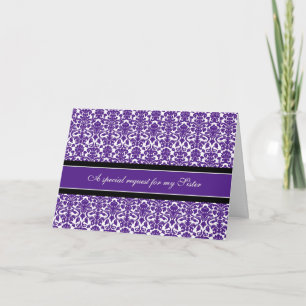 Plum Damask Sister Maid of Honor Uitnodiging