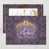 Plum Damask Sweet 16/ tiara/amethyst uitnodigingen (Voorkant / Achterkant)