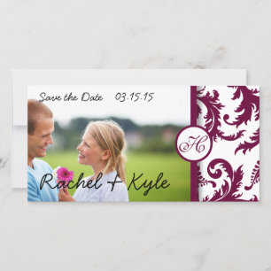 Plum Damask Swirls sparen de Datum Save The Date