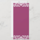 Plum Damask Swirls Wedding Invitation Kaart (Achterkant)