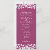 Plum Damask Swirls Wedding Invitation Kaart (Voorkant)