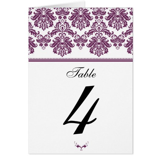 Plum Damask Table Seating Number (Voorkant)