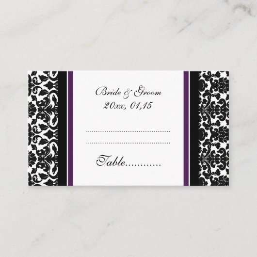 Plum Damask Trouwtafel Plaats Instelling Kaarten Plaatskaartje (Voorkant)