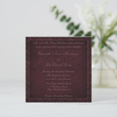Plum  Damask Wedding Invitation Kaart (Staand voorkant)