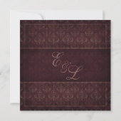 Plum  Damask Wedding Invitation Kaart (Achterkant)