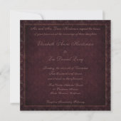 Plum  Damask Wedding Invitation Kaart (Voorkant)