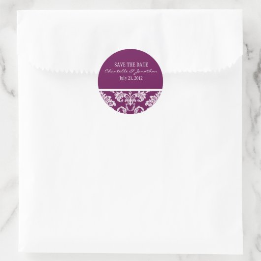 Plum Damask Wedding Sticker (Tas)