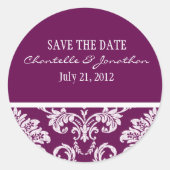 Plum Damask Wedding Sticker (Voorkant)