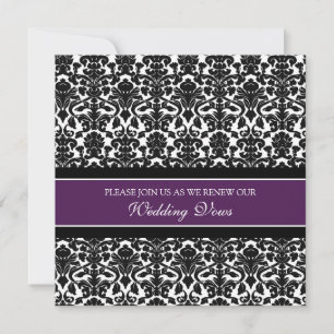 Plum Damask Wedding Vow Renewal Uitnodigingen