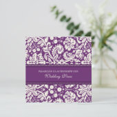 Plum Damask Wedding Vow Renewal Uitnodigingen (Staand voorkant)