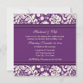 Plum Damask Wedding Vow Renewal Uitnodigingen (Achterkant)