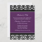 Plum Damask Wedding Vow Renewal Uitnodigingen (Achterkant)