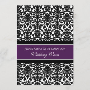 Plum Damask Wedding Vow Renewal Uitnodigingen