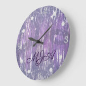 Plum Decor | Paarse Zilveren Splatter-penseel Grote Klok (Hoek)