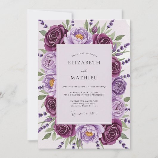 Plum Distinguished Spring Wedding Kaart (Voorkant)