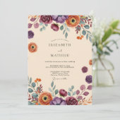 Plum Dramatic Autumnal Wedding Kaart (Staand voorkant)